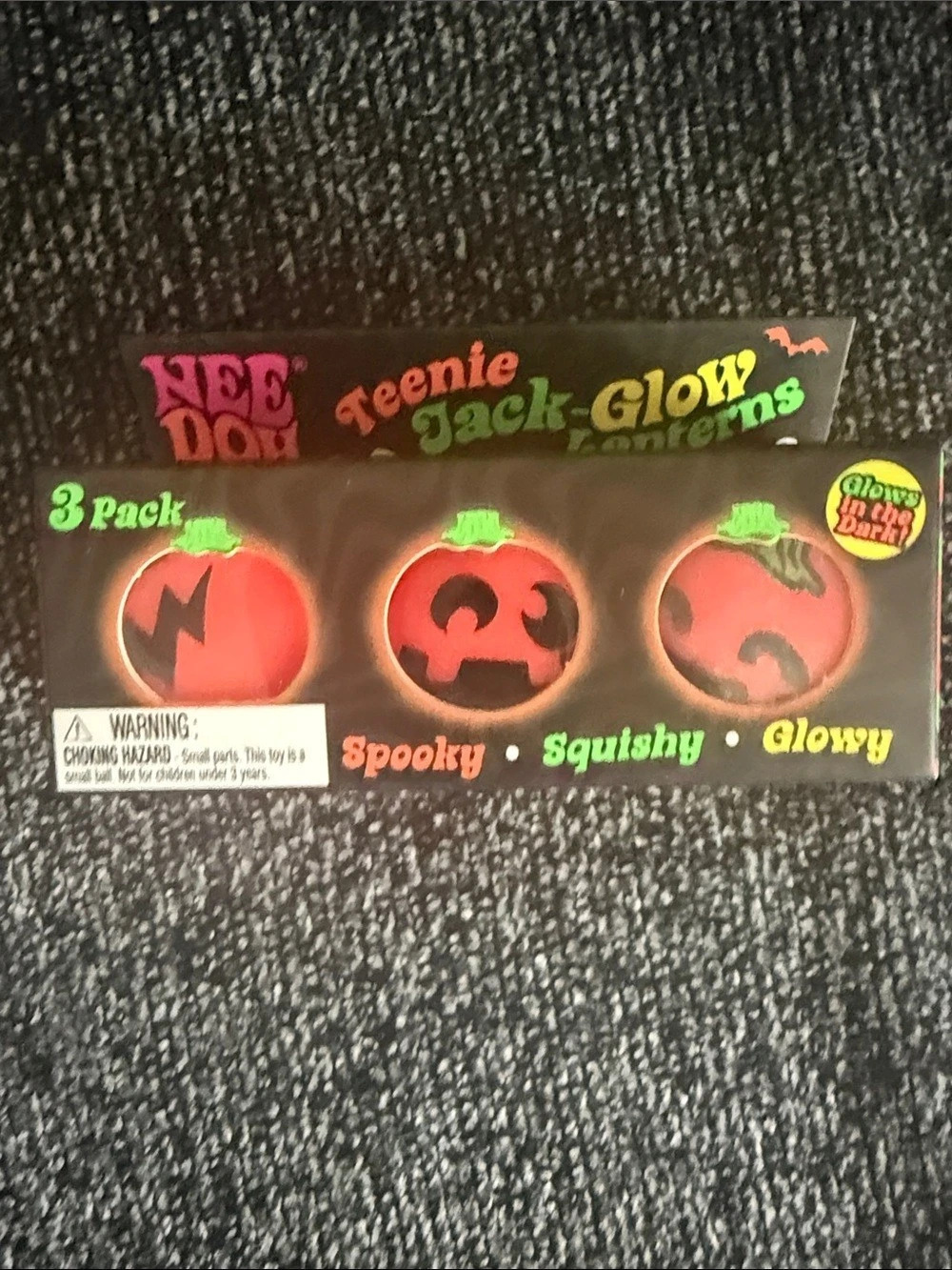 NeeDoh Teenie Jack-Glow Lanterns 3-Pack Glow Pumpkin Toys